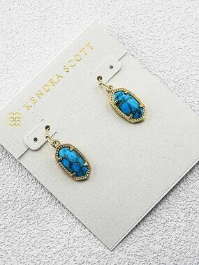 Kendra Scott Gold Veined Turquoise Earrings